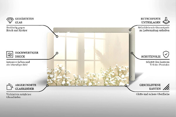 Protetor para fogão de vidro Flores boho de Gypsophila