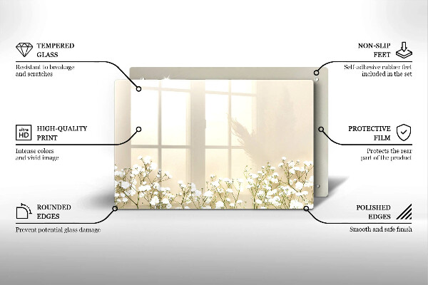 Protetor para fogão de vidro Flores boho de Gypsophila