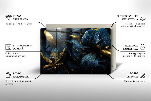 Cobertura placa vitrocerámica Folhas decorativas com ouro