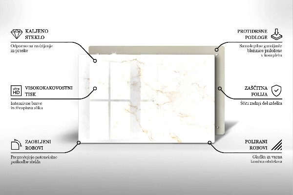 Protetor em vidro para fogão Pedra de mármore elegante