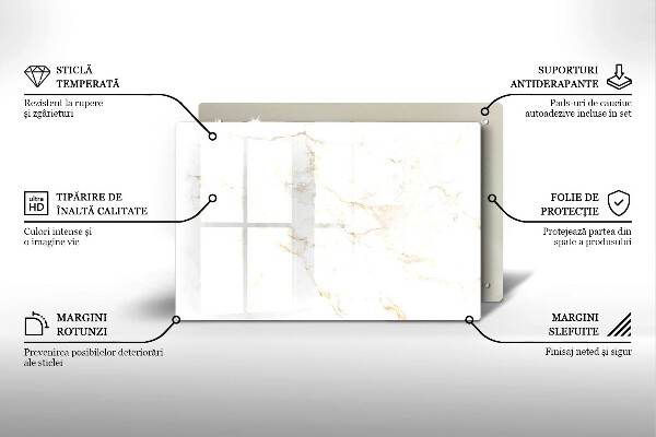 Protetor em vidro para fogão Pedra de mármore elegante