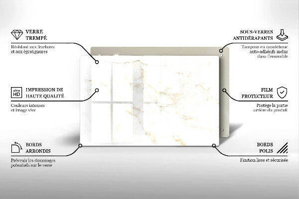 Protetor em vidro para fogão Pedra de mármore elegante