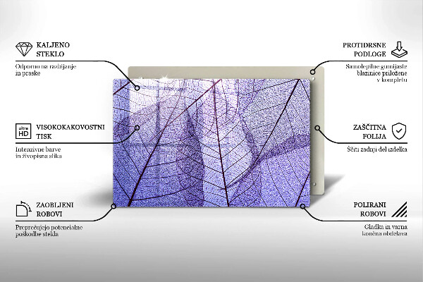Protetor de fogão de vidro Folhas com nervuras