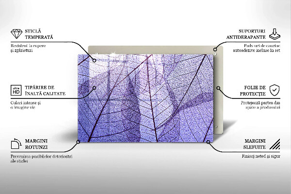 Protetor de fogão de vidro Folhas com nervuras