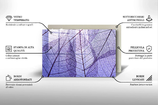 Protetor de fogão de vidro Folhas com nervuras