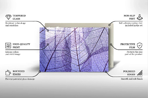 Protetor de fogão de vidro Folhas com nervuras