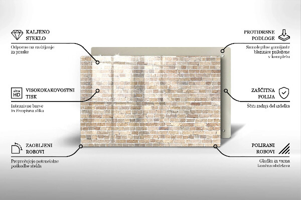 Protetor de fogão de vidro Parede de tijolos claros