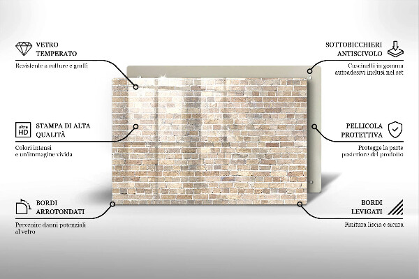 Protetor de fogão de vidro Parede de tijolos claros