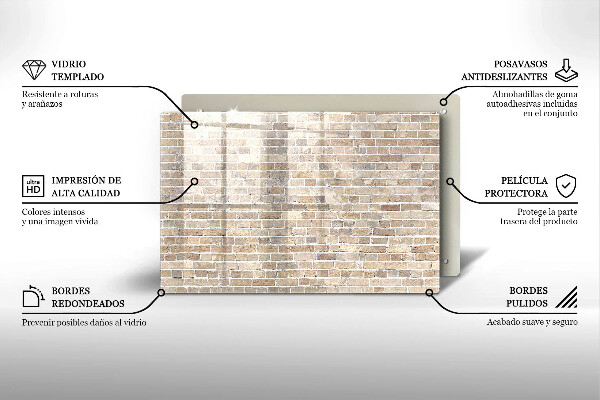 Protetor de fogão de vidro Parede de tijolos claros