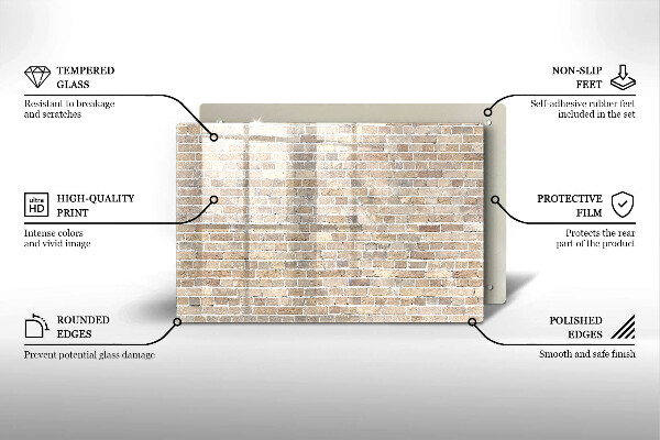 Protetor de fogão de vidro Parede de tijolos claros
