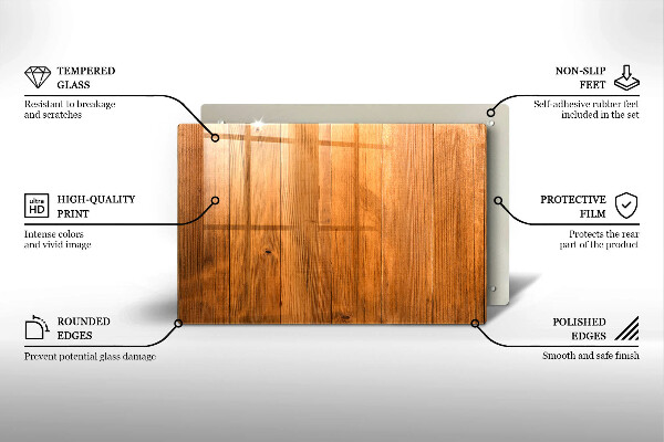 Protetor em vidro para fogão Tábuas de madeira