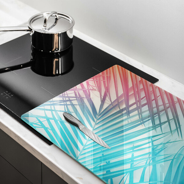 Protetor de fogão de vidro Folhas pastéis