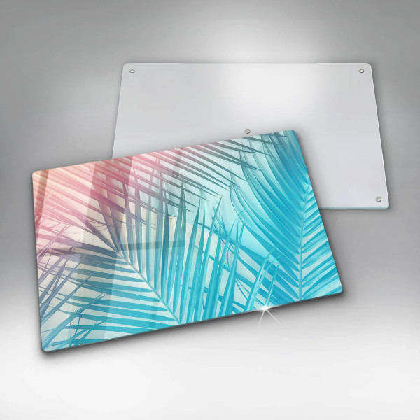 Protetor de fogão de vidro Folhas pastéis