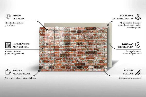 Protetor em vidro para fogão Parede de tijolos antigos