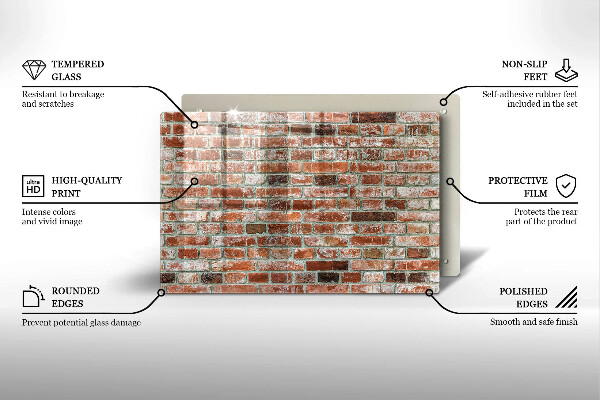 Protetor em vidro para fogão Parede de tijolos antigos