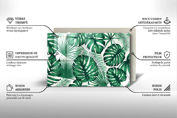 Protetor de fogão de vidro Folhas de Monstera