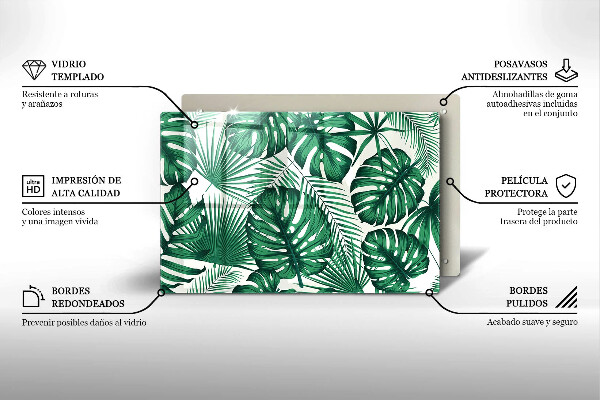 Protetor de fogão de vidro Folhas de Monstera