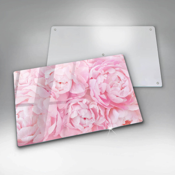 Protetor de fogão de vidro Peônias delicadas