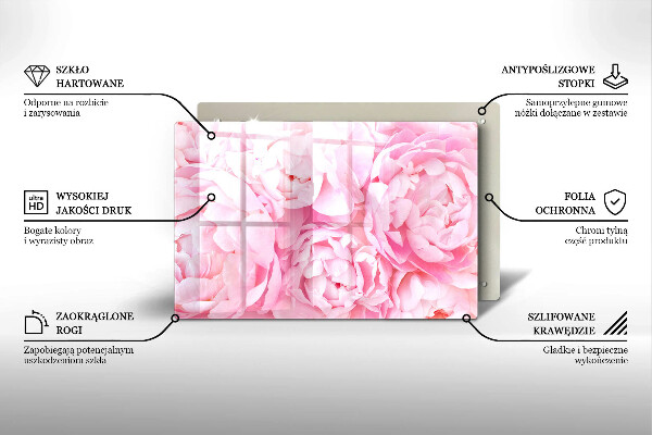 Protetor de fogão de vidro Peônias delicadas