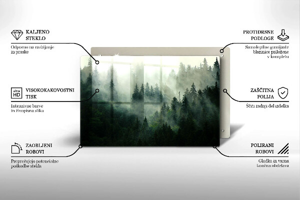 Protetor em vidro para fogão Paisagem de floresta enevoada