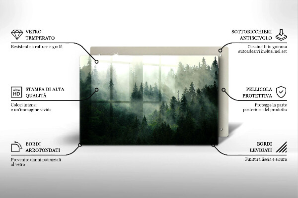 Protetor em vidro para fogão Paisagem de floresta enevoada