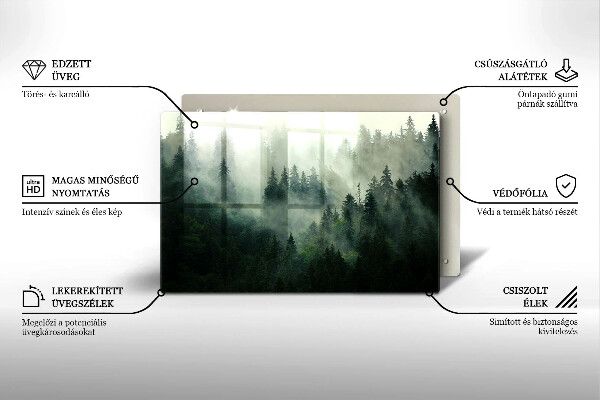 Protetor em vidro para fogão Paisagem de floresta enevoada