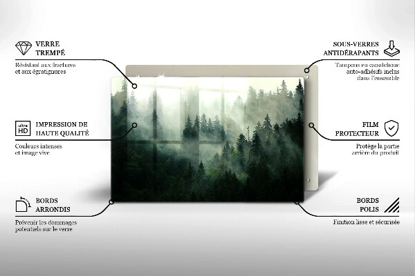 Protetor em vidro para fogão Paisagem de floresta enevoada