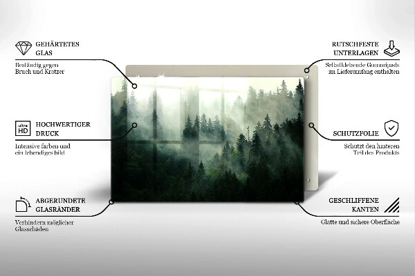 Protetor em vidro para fogão Paisagem de floresta enevoada