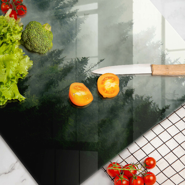 Protetor em vidro para fogão Paisagem de floresta enevoada