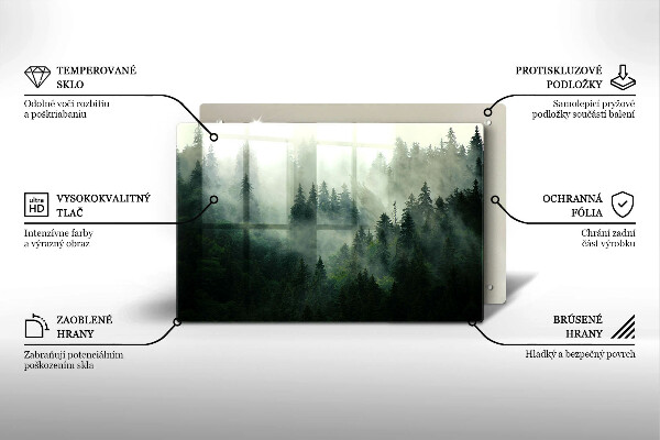 Protetor em vidro para fogão Paisagem de floresta enevoada