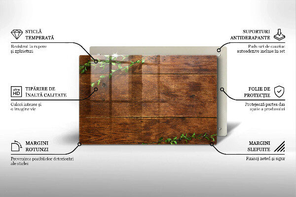 Protetor de fogão de vidro Tábuas e folhas de madeira