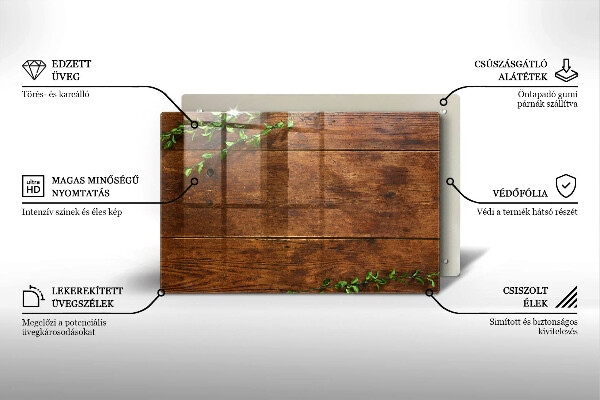 Protetor de fogão de vidro Tábuas e folhas de madeira