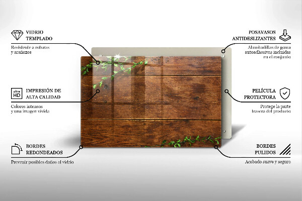Protetor de fogão de vidro Tábuas e folhas de madeira