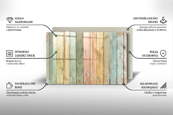 Protetor em vidro para fogão Placas vintage coloridas