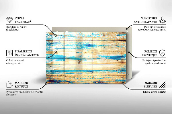 Protetor em vidro para fogão Tábuas de madeira retrô
