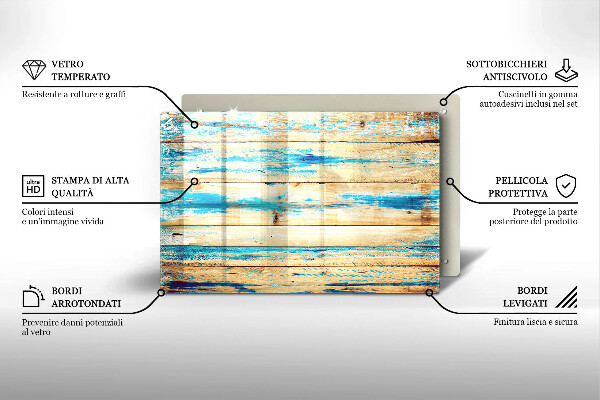 Protetor em vidro para fogão Tábuas de madeira retrô