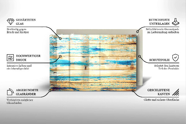 Protetor em vidro para fogão Tábuas de madeira retrô