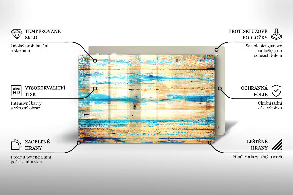 Protetor em vidro para fogão Tábuas de madeira retrô