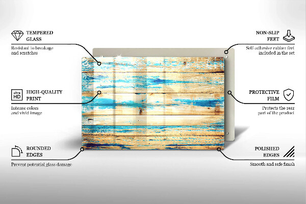 Protetor em vidro para fogão Tábuas de madeira retrô
