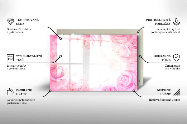 Protetor de fogão de vidro Fundo de rosas delicadas