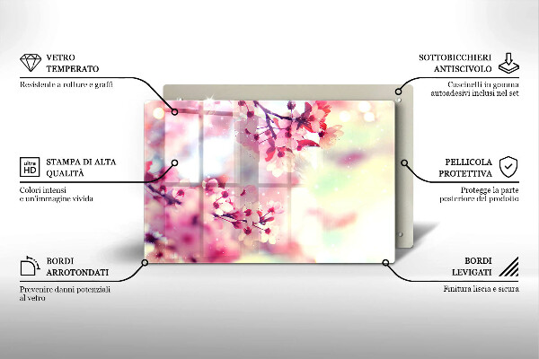 Protetor em vidro para fogão Flores de macieira da natureza