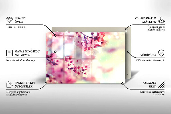 Protetor em vidro para fogão Flores de macieira da natureza