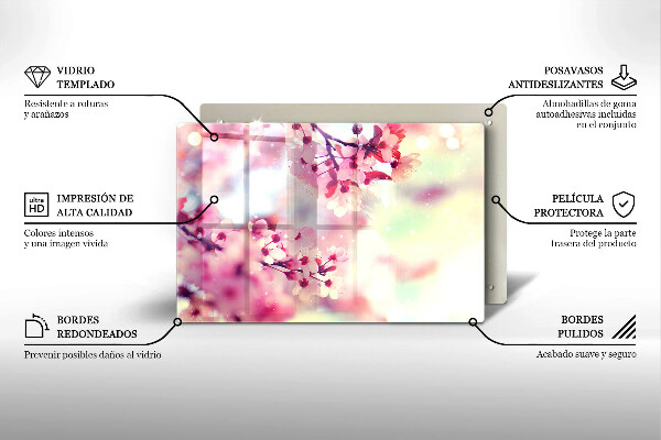 Protetor em vidro para fogão Flores de macieira da natureza