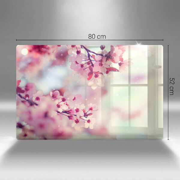 Protetor em vidro para fogão Flores de macieira da natureza