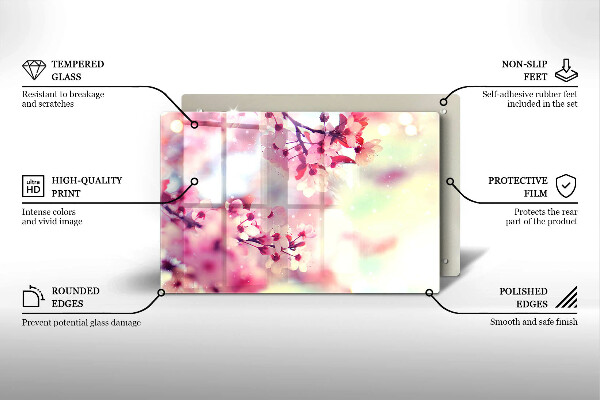 Protetor em vidro para fogão Flores de macieira da natureza