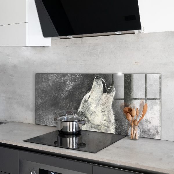 Painel para cozinha Ilustração do lobo canadense