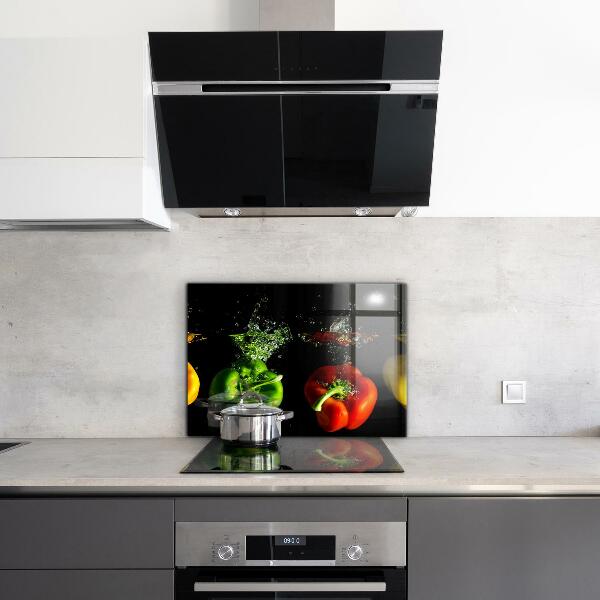 Painel para cozinha Pimentões coloridos debaixo d'água