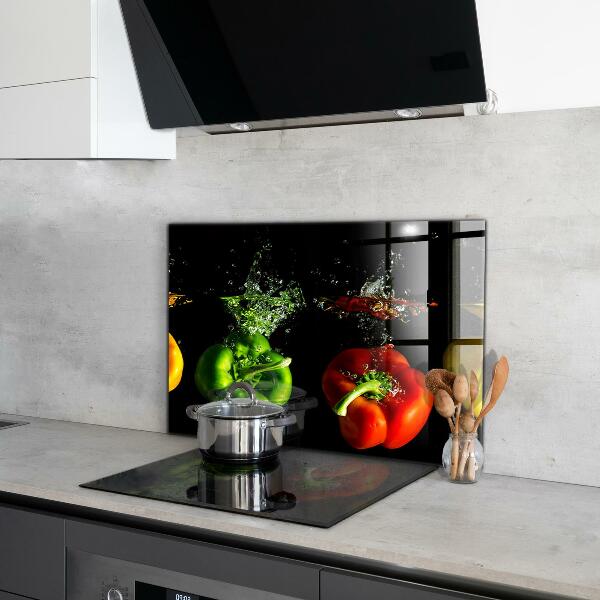 Painel para cozinha Pimentões coloridos debaixo d'água