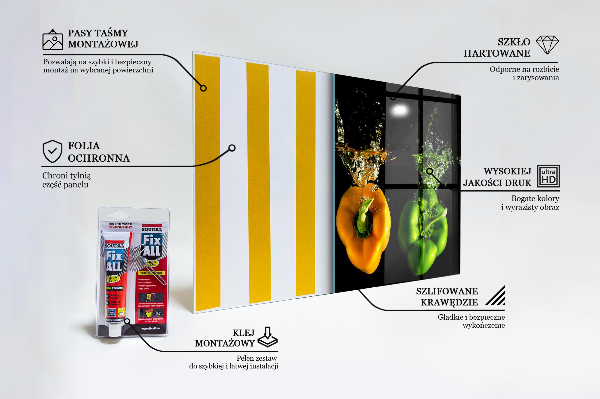 Painel para cozinha Pimentões coloridos debaixo d'água