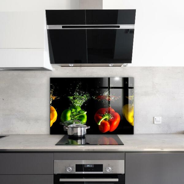 Painel para cozinha Pimentões coloridos debaixo d'água